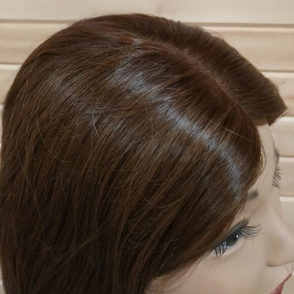 Real Human Hair Topper for Thinning Hair, Chocolate Brown, 16", 6x7" Base - Picture 5 of 10